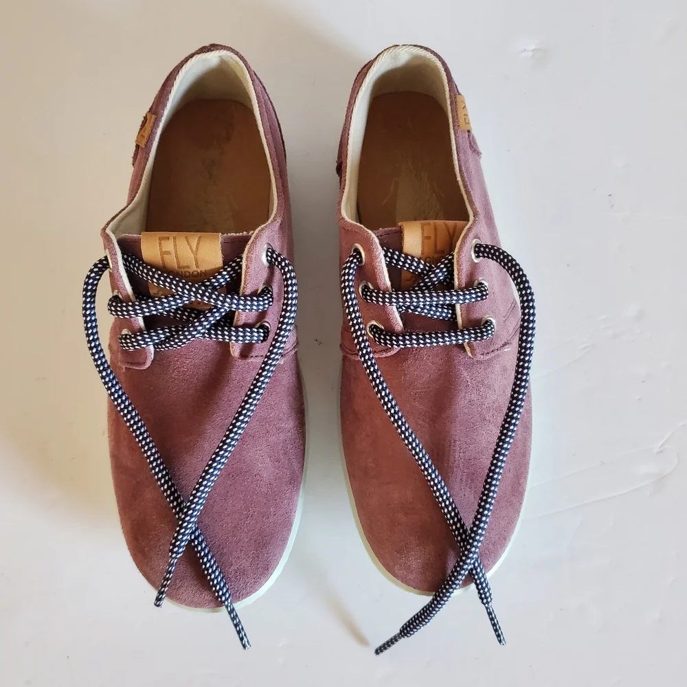 Fly London 37 Plum Suede Lace Up Fashion Sneakers Old Money Academia Eclectic